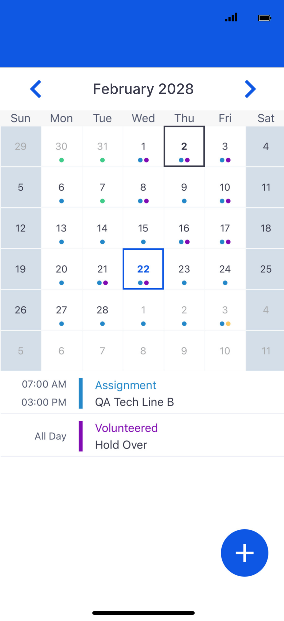 Engage Schedule Screenshot